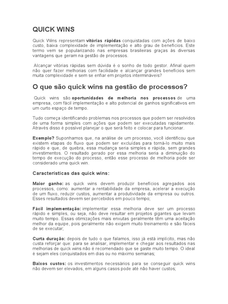 Quick Wins | PDF