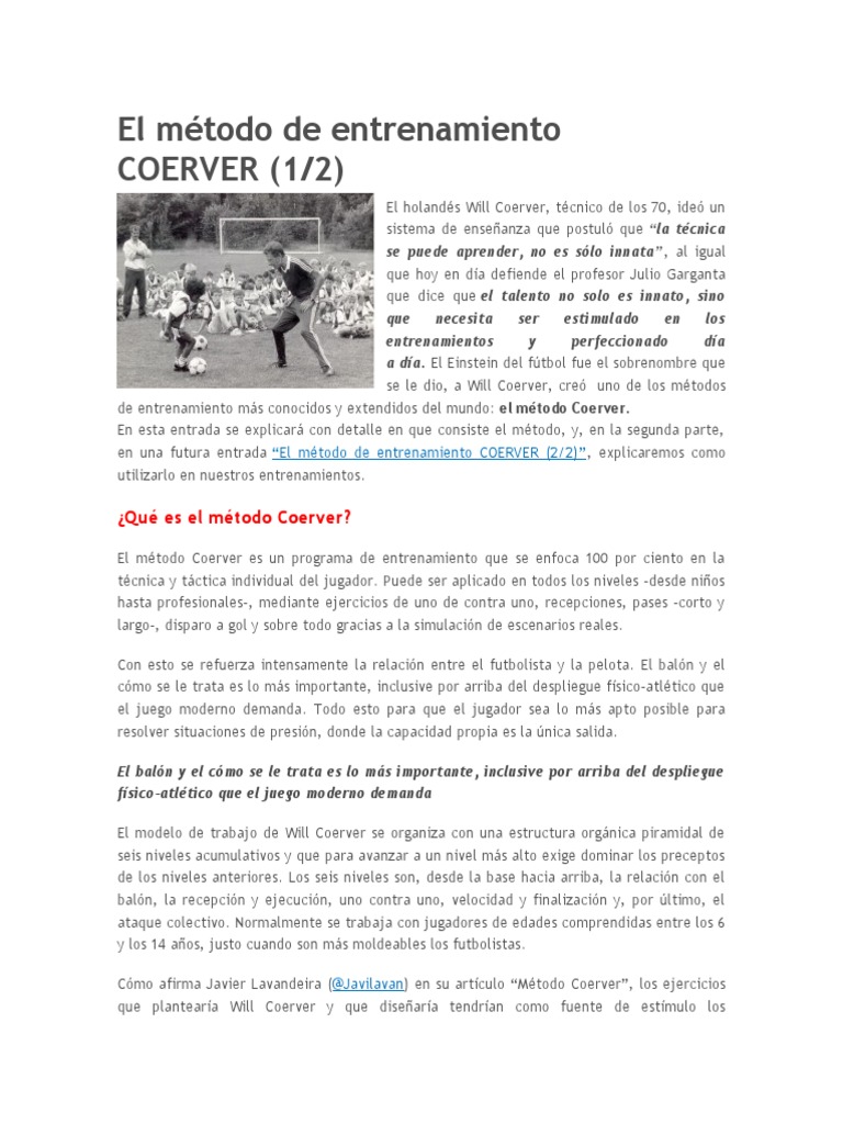 Método Coerver: Entrenamiento Infantil | PDF
