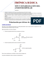 Tema 8 - Polarización y Estabilización Del Transistor Bipolar