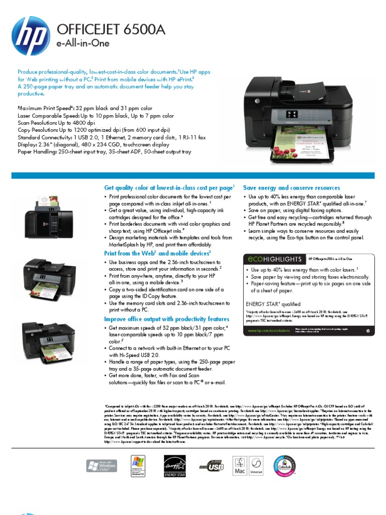 IBJSC.com - HP Officejet 6500A e-All-in-One (CN555A#B1H) | Fax | Image