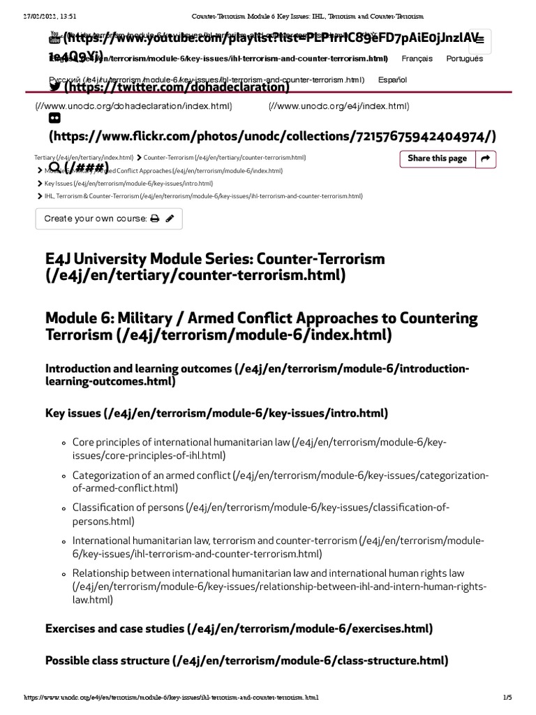 CounterTerrorism Module 6 Key Issues IHL, Terrorism and Counter