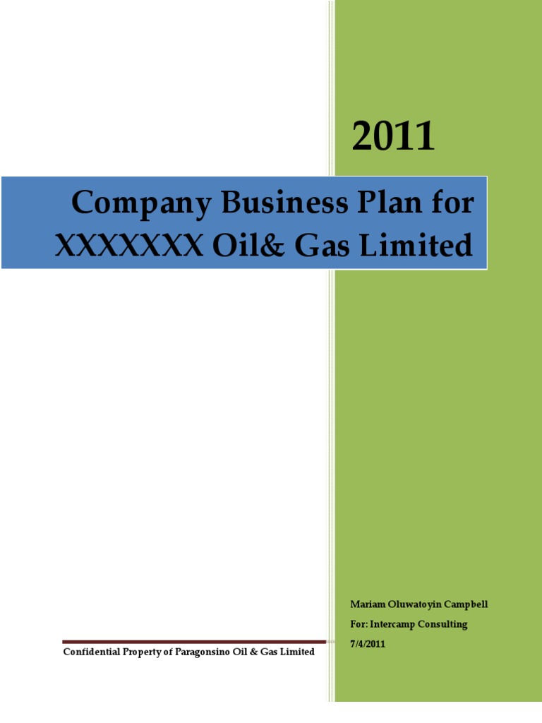business plan sample for oil and gas