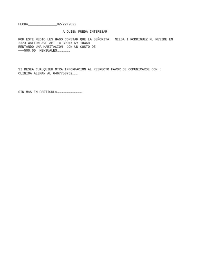 Carta de renta pdf
