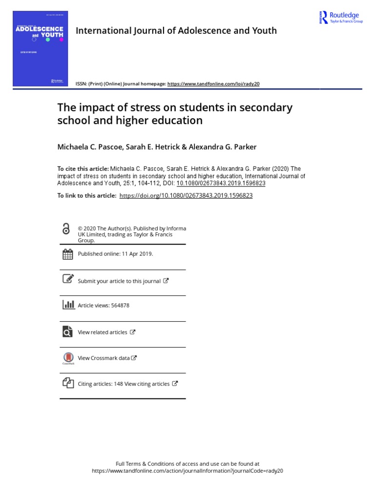 The Impact of Stress On Students in Secondary School and Higher ...