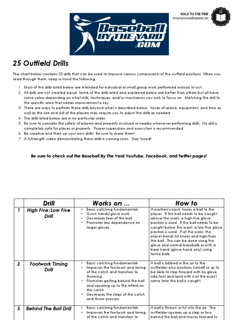 Outfield Drills PDF Baseball Field Sports
