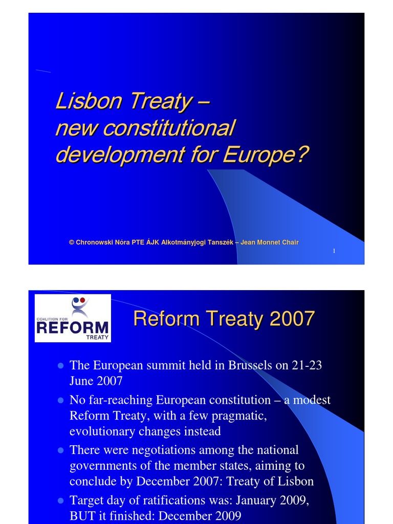 Lisbon Treaty - New Constitutional Development For Europe? | PDF ...