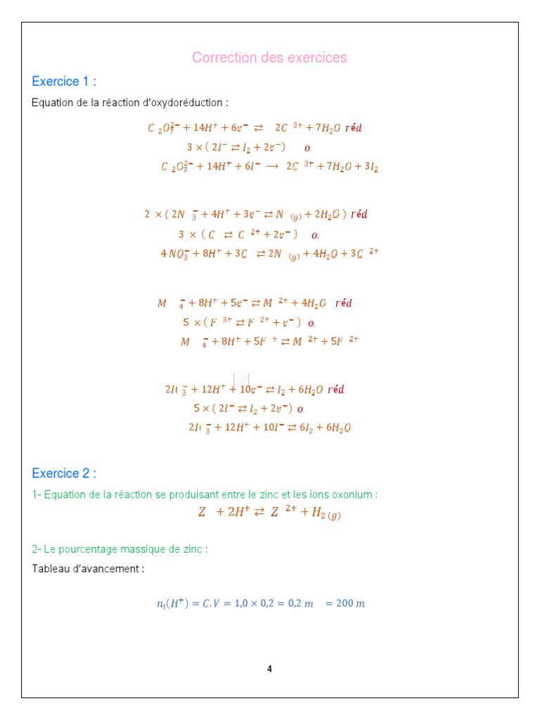 Exercice Corrigé Oxydoréduction ATEEP — free download