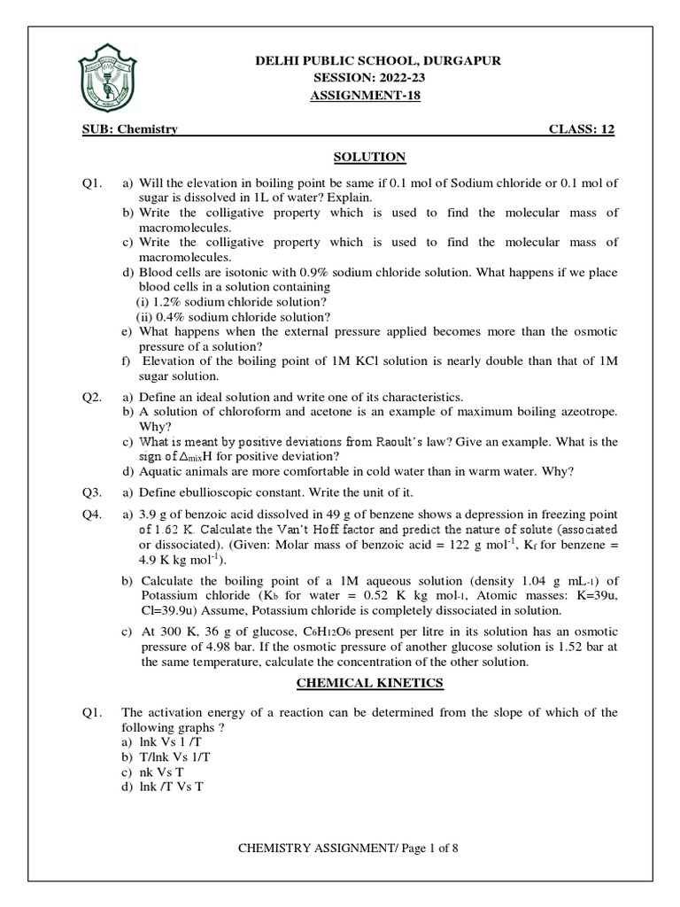 Chem. Assig. | PDF | Teaching Methods & Materials | Science & Mathematics