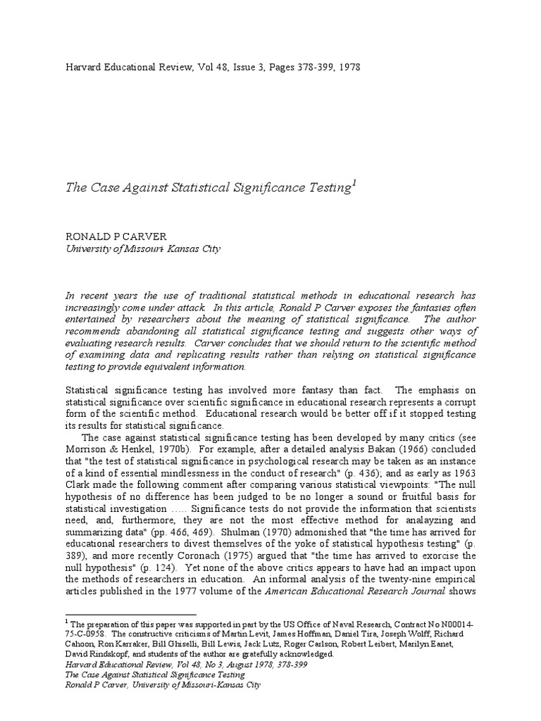 The Case Against Statistical Significance Testing | PDF
