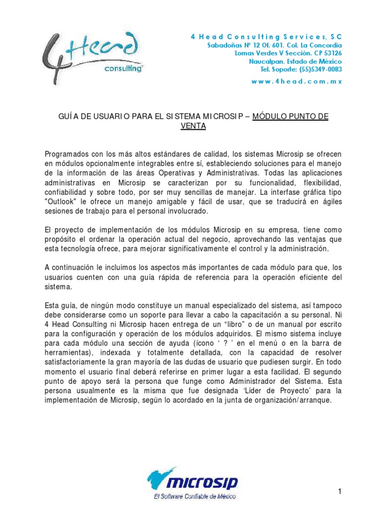 Guía de Usuario: Módulo Punto de Venta Microsip | PDF | Ventana ...