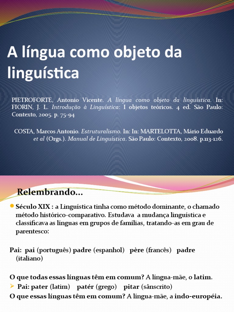 A Língua como Objeto da Linguística | PDF | Linguística | Fonema