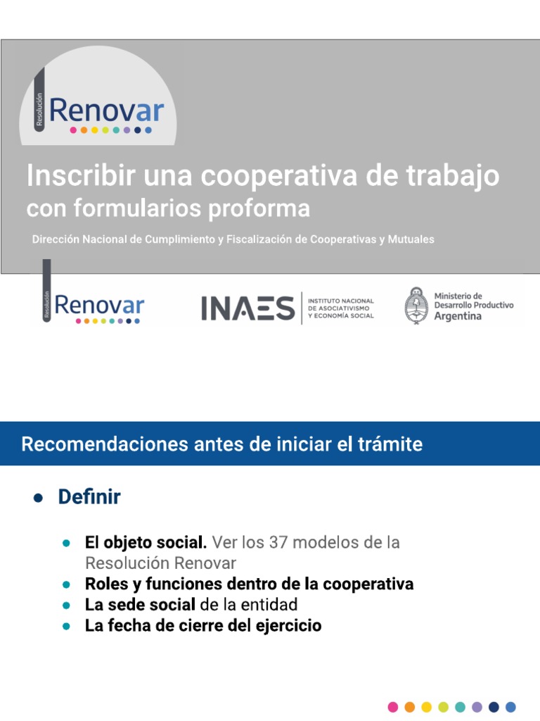 Guia para La Inscripcion de Una Cooperativa de Trabajo - Tramite Pro ...