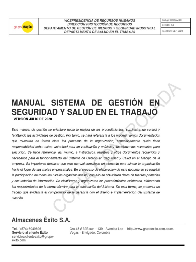 Manual de Gestión en Seguridad y Salud laboral | PDF | La seguridad ...