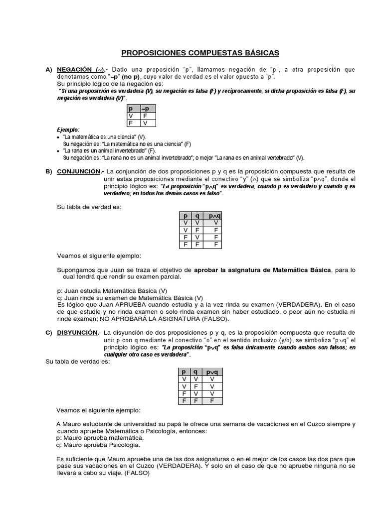 Tablas de Verdad PDF Proposición Si y solo si
