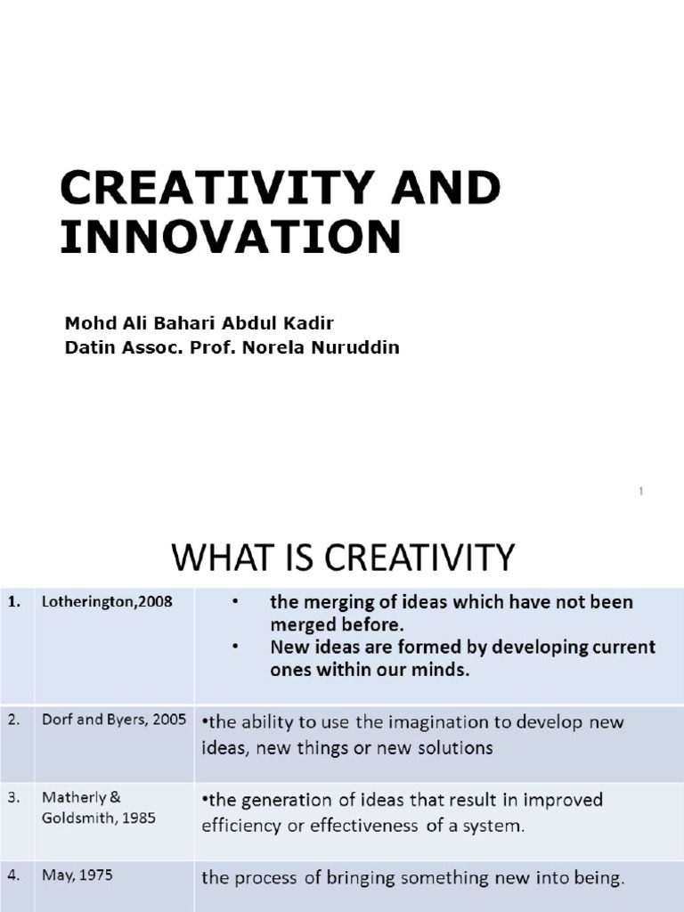 Creativity and Innovation - PPT Download | PDF