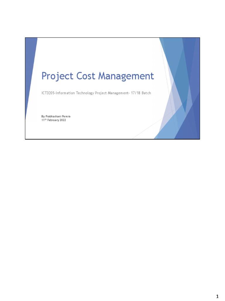 Project Cost Management Guide | PDF | Business | Economies
