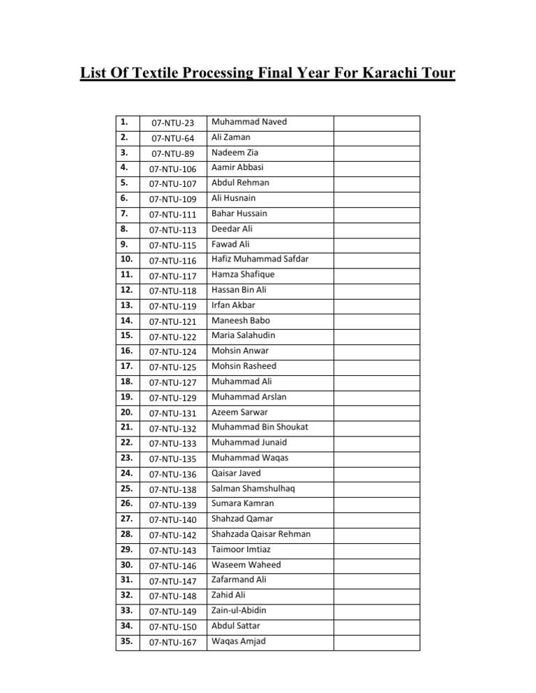List of Class. | PDF