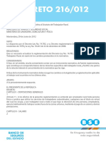 Decreto 216-2012 (Estatuto Del Trabajador Rural)