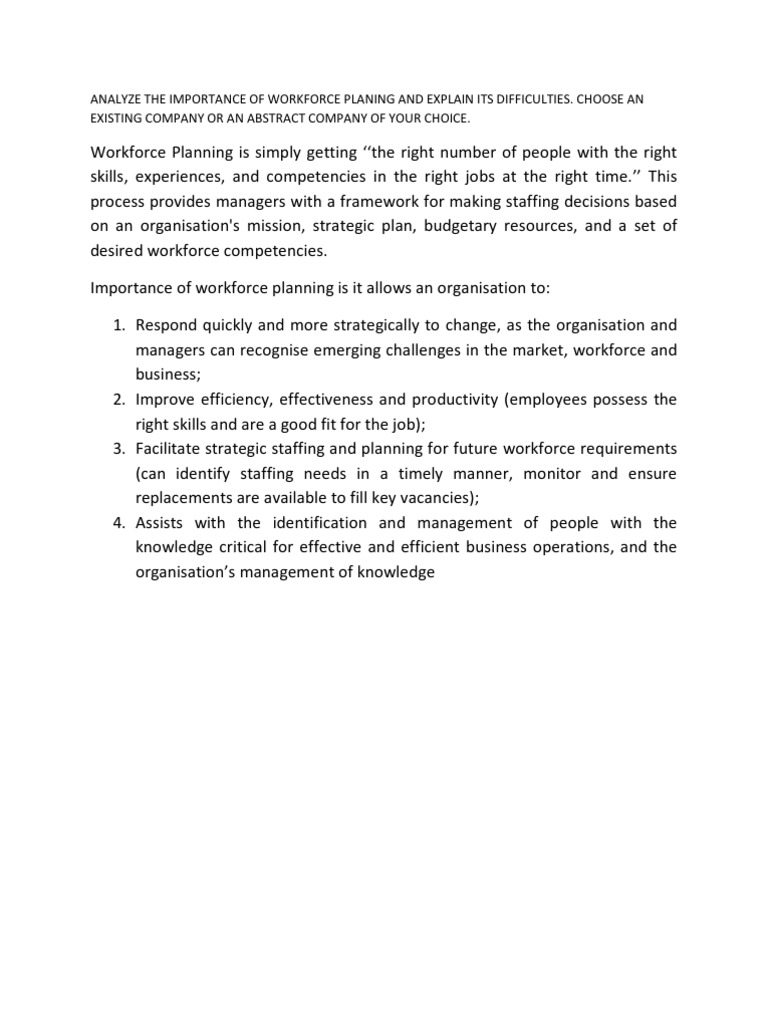Importance of Workforce Planning | PDF