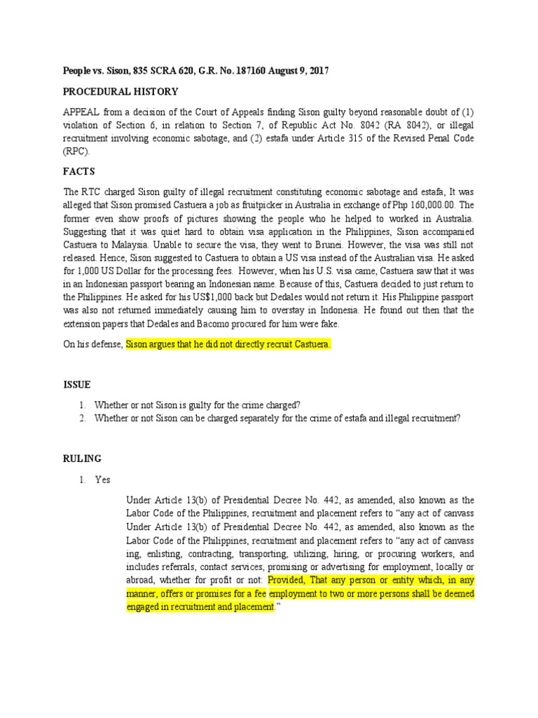 People vs sison pdf fraud employment