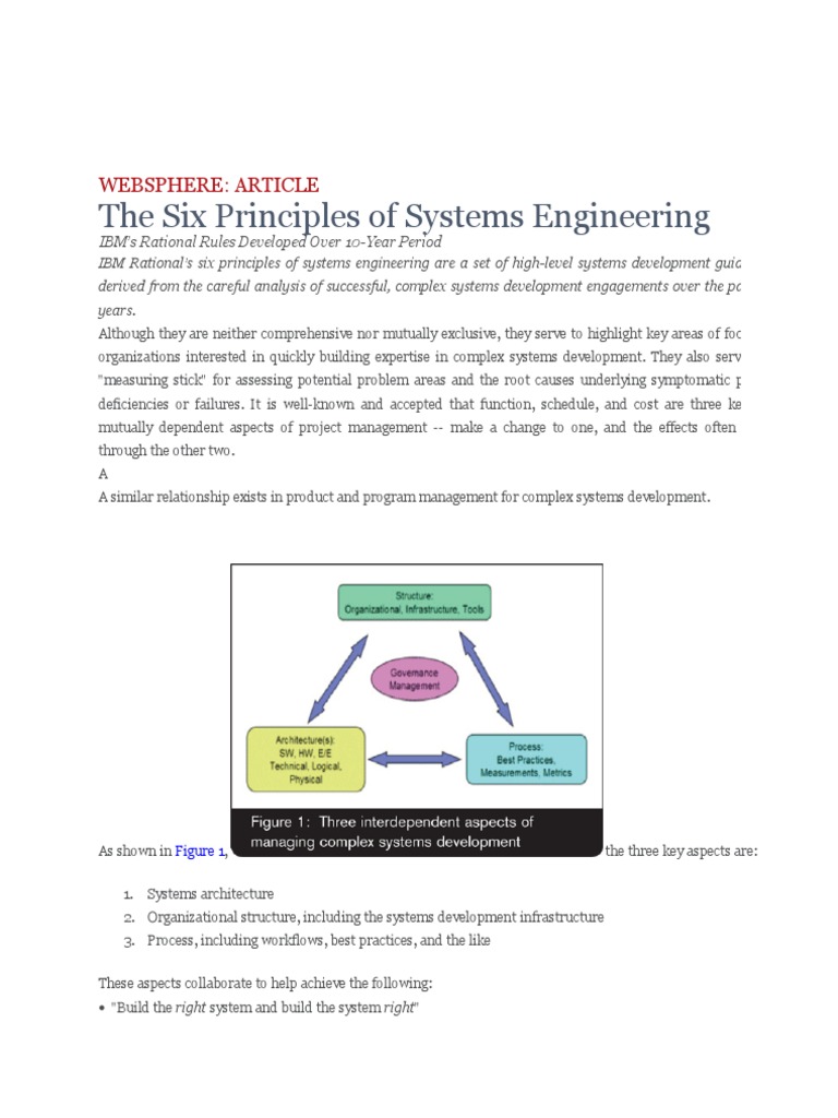 Six Principles of Systems Engineering | PDF | Systems Engineering | System