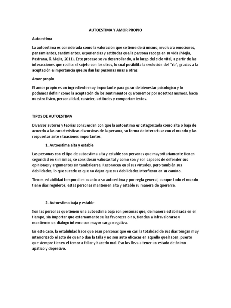 Autoestima y Amor Propio: Claves Esenciales | PDF | Autoestima | Amor