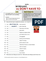 Atg-Worksheet MUST Vs DONT HAVE TO Student