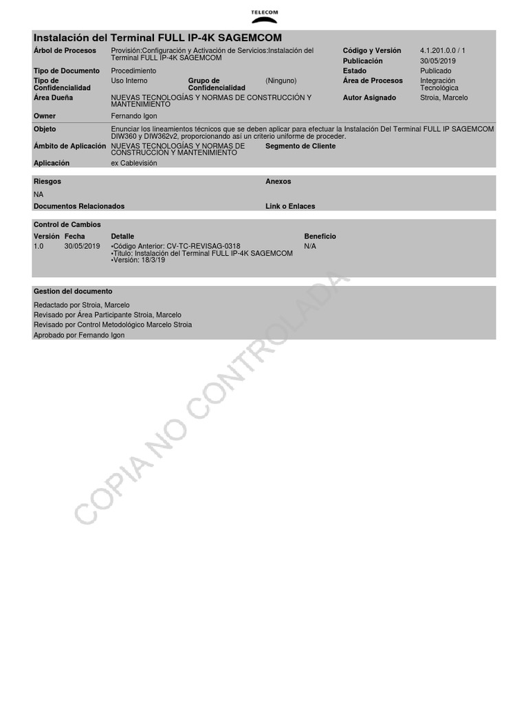 Instalación Del Terminal FULL IP-4K SAGEMCOM349 | PDF