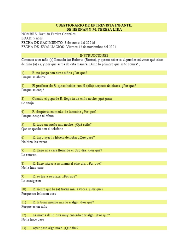 Test Roberto y Rosita Damián Pereira González | PDF