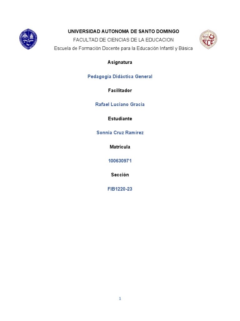 Actividad 1 1 La Primera Unidad De Didactica General Pdf Método De