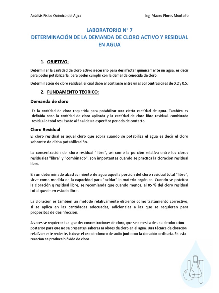 Determinación de La Demanda de Cloro Activo y Residual en Agua PDF