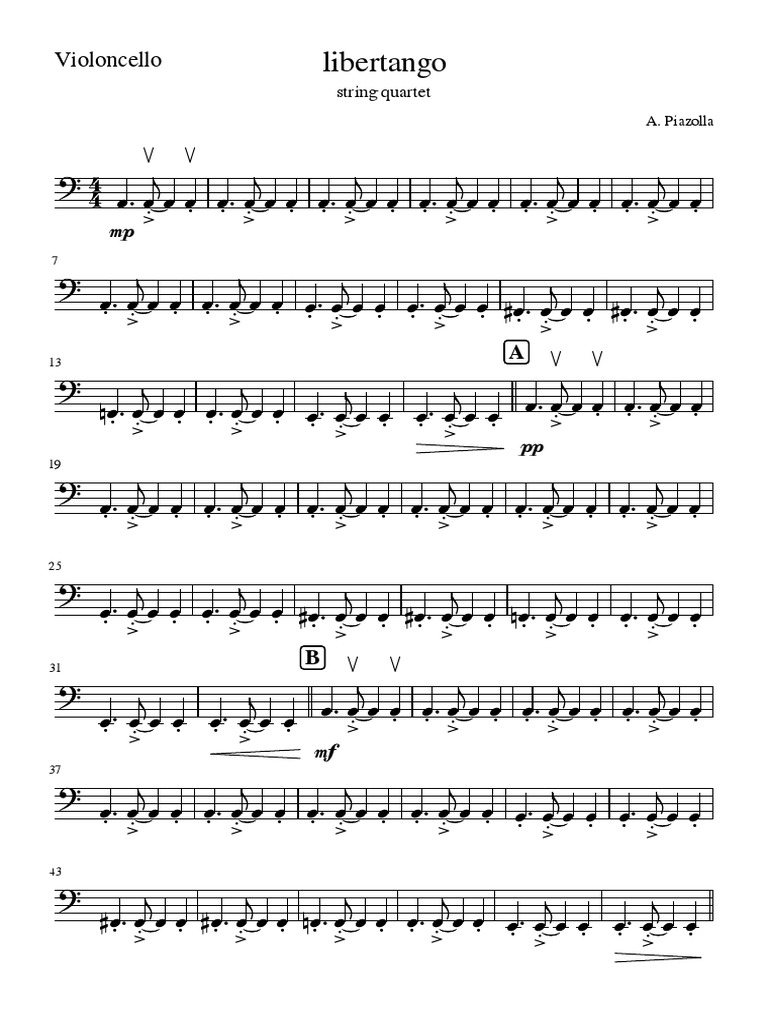 Libertango String QuartetVioloncello PDF Classical Music Chamber
