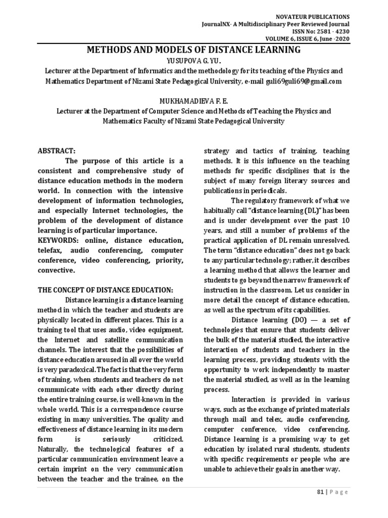 Methods and Models of Distance Learning B28e2cf7 PDF Distance