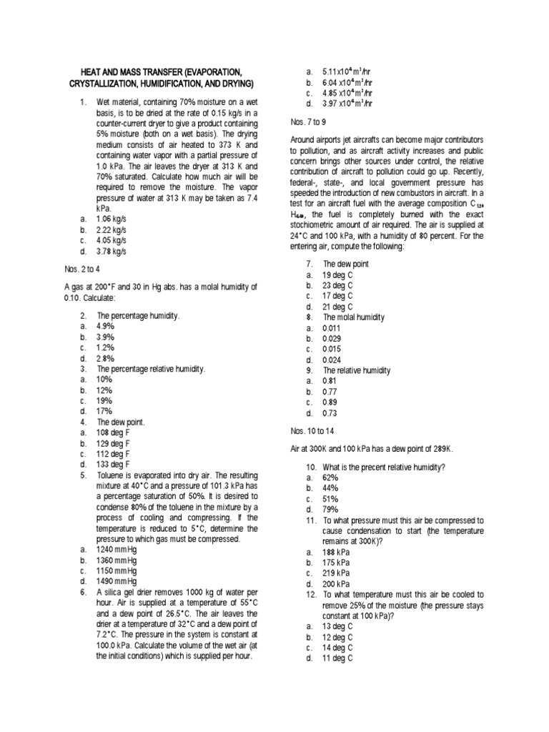 Heat and Mass Transfer 1 | PDF | Humidity | Earth Sciences