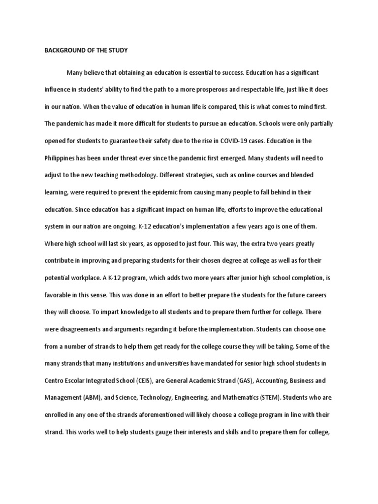 Background of The Study | PDF | Social Science