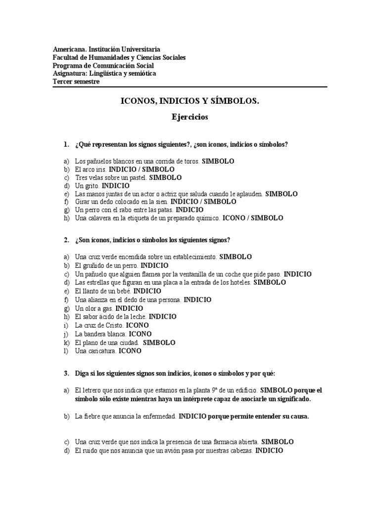 Ejercicios sobre índices, íconos y símbolos | PDF