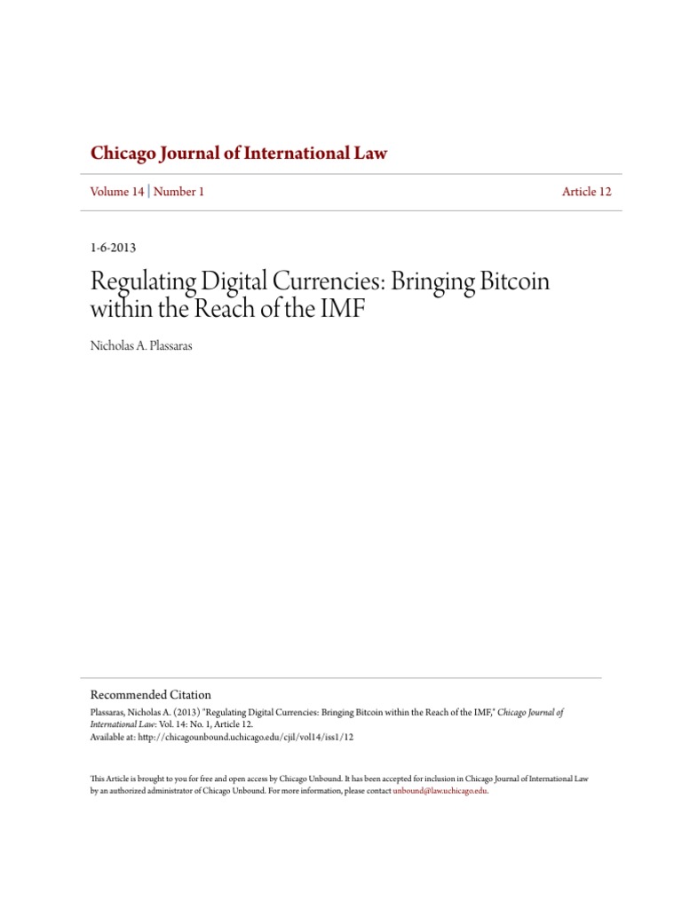 Regulating Digital Currencies Bringing Bitcoin Within The Reach PDF