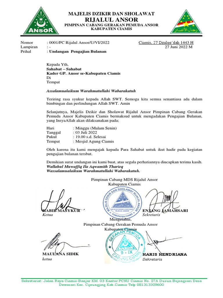 Surat Undangan Bulanan | PDF