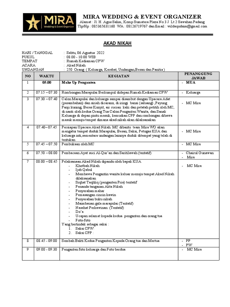 Rundown Acara Pernikahan Modern | PDF