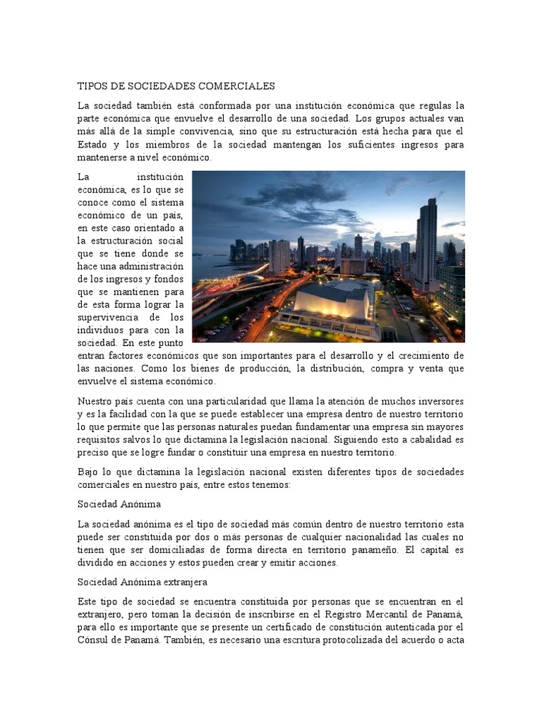Tipos de Sociedades Comerciales | PDF | Sociedad | Business