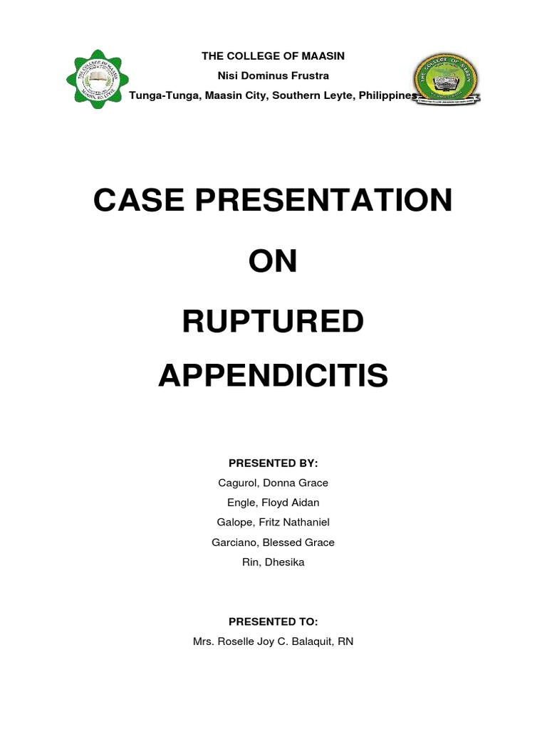 Case Presentation: Ruptured Appendicitis | PDF | Human Digestive System ...