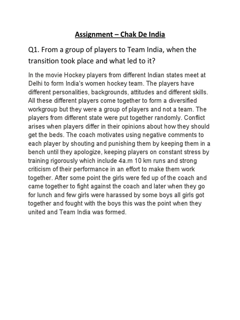 Chak de India Review PDF