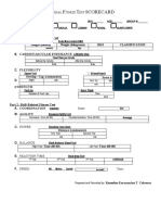 Physical fitness test scorecard