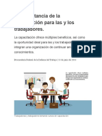 La Importancia de La Capacitación para Las y Los Trabajadores