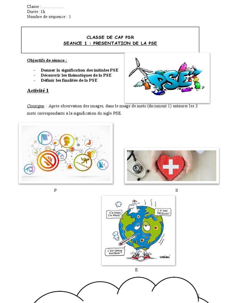 Sujet Examen Pse Cap 01 Présentation PSE CAP Eleve | PDF | Risque | Prophylaxie