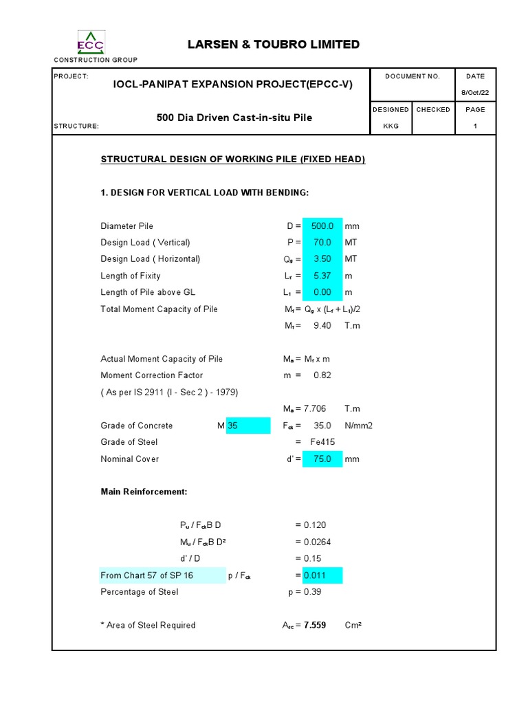 Structural Design of Piles for IOCL Projects | PDF | Deep Foundation ...