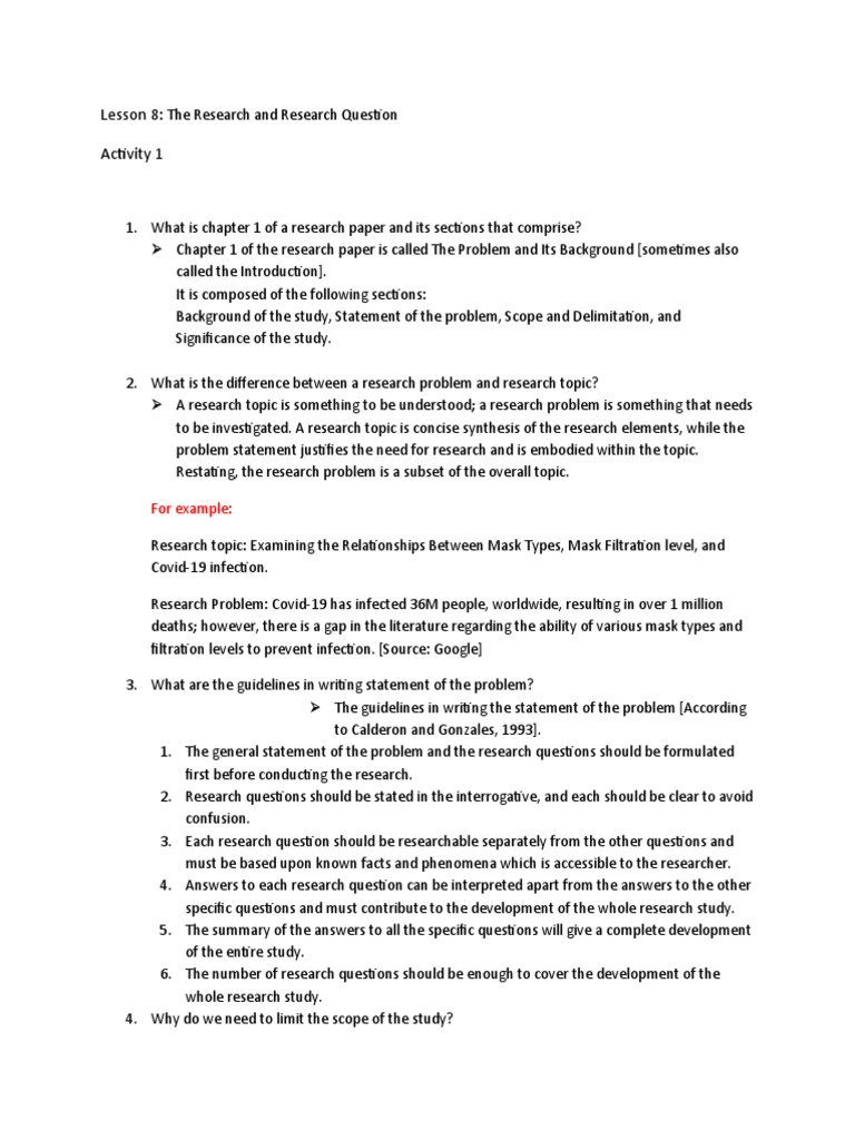 Understanding Research Problems and Questions | PDF
