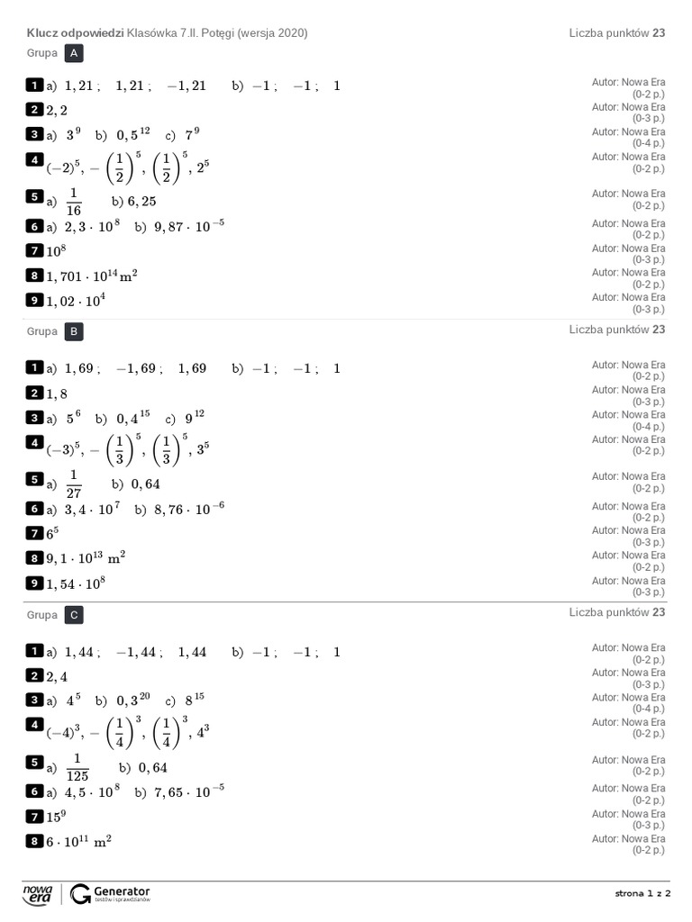 Oblicza Geografii 2 Usługi Sprawdzian Klucz Odpowiedzi Matematyka Sprawdzian NR 2 A, B, C, D | PDF