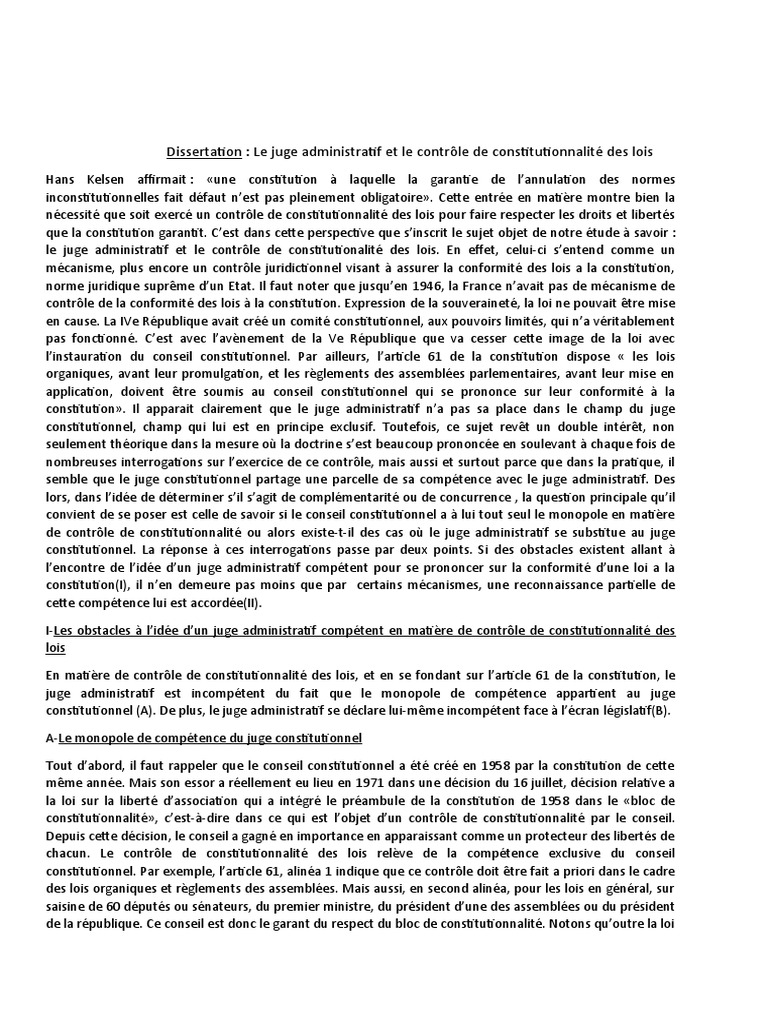Juge administratif et contrôle constitutionnel | PDF | Loi | Constitution
