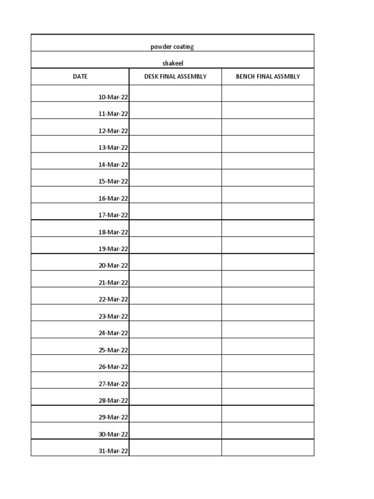 Final Assembly Schedule March 2022 | PDF